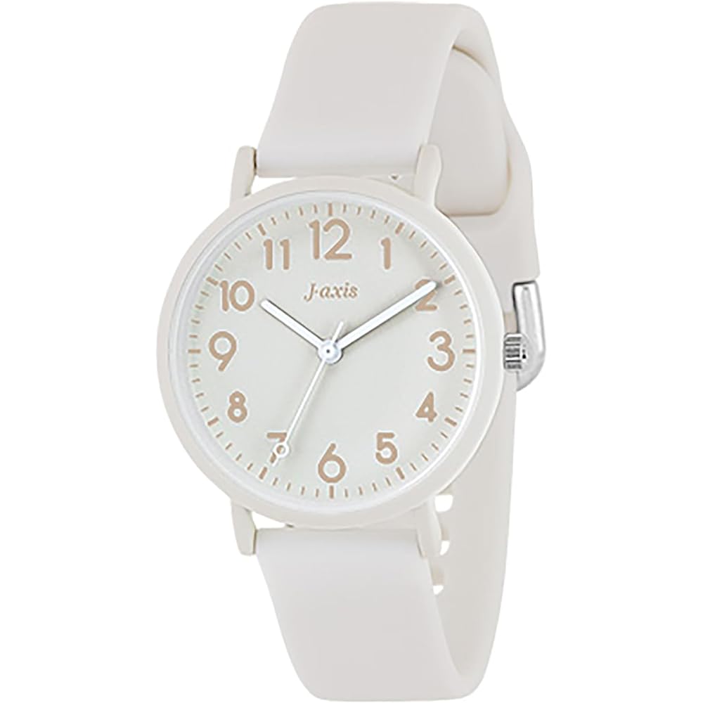 J-AXIS Rubber Strap Watch Pastel Gray Color Everyday Waterproof CF2D0006