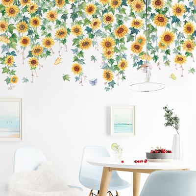 Sonnenblumen-Rebe-Wand-Aufkleber für Schlafzimmer, Wohnzimmer, Dekor, Sofa, PVC-Aufkleber