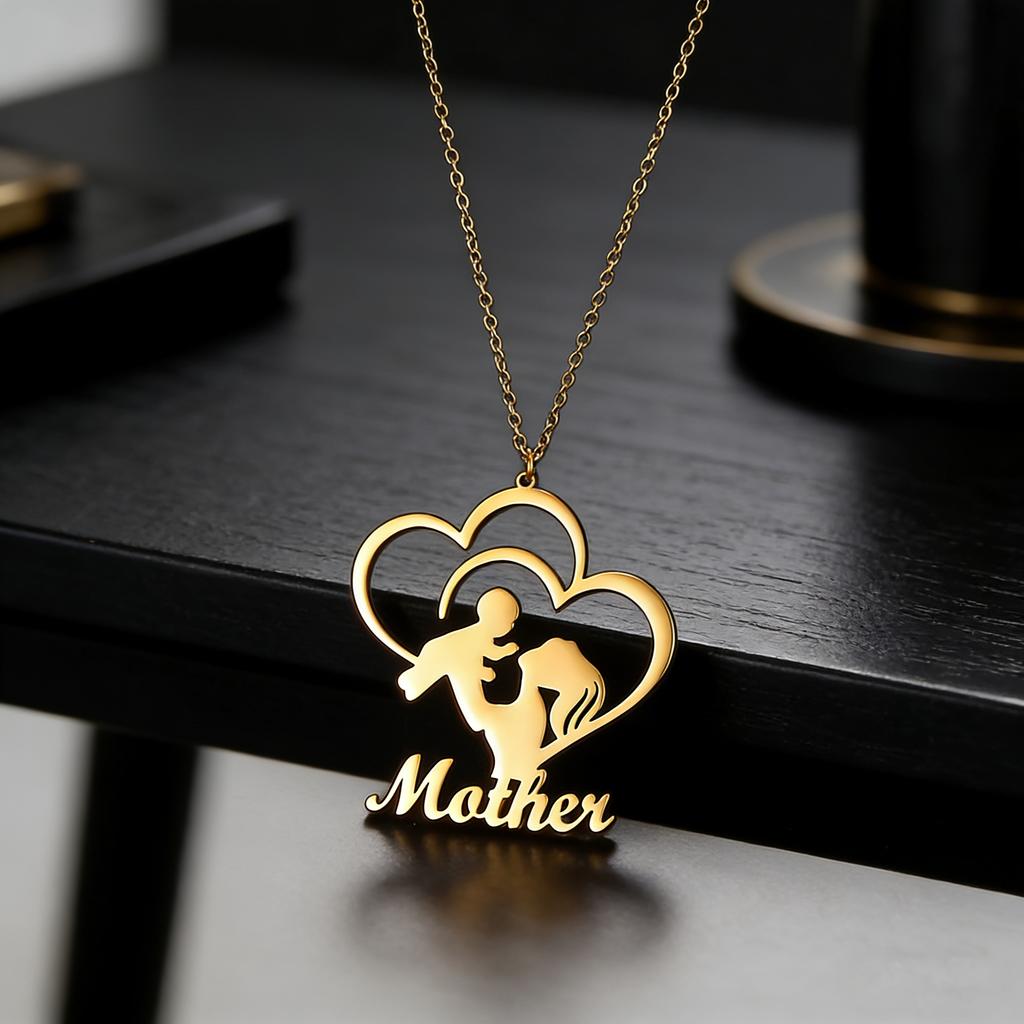 Atoztide Custom Name Necklace for Women Stainless Steel Jewelry Heart Pendant Choker Chain Personalized Mothers Day Gift