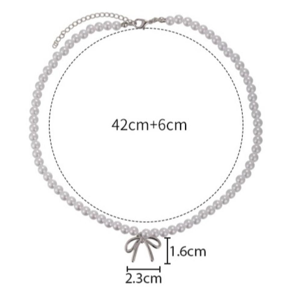 Bows Pearl Necklace Simple Simple Bow Accessories New Retro Simple Bow Earrings