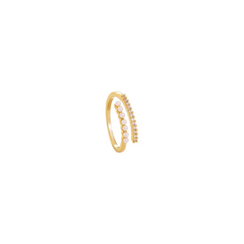 Elegant Versatile Pearl & Rhinestone Ring for Women - Personalized Fashionable Jewelry, High-End Trendy Design