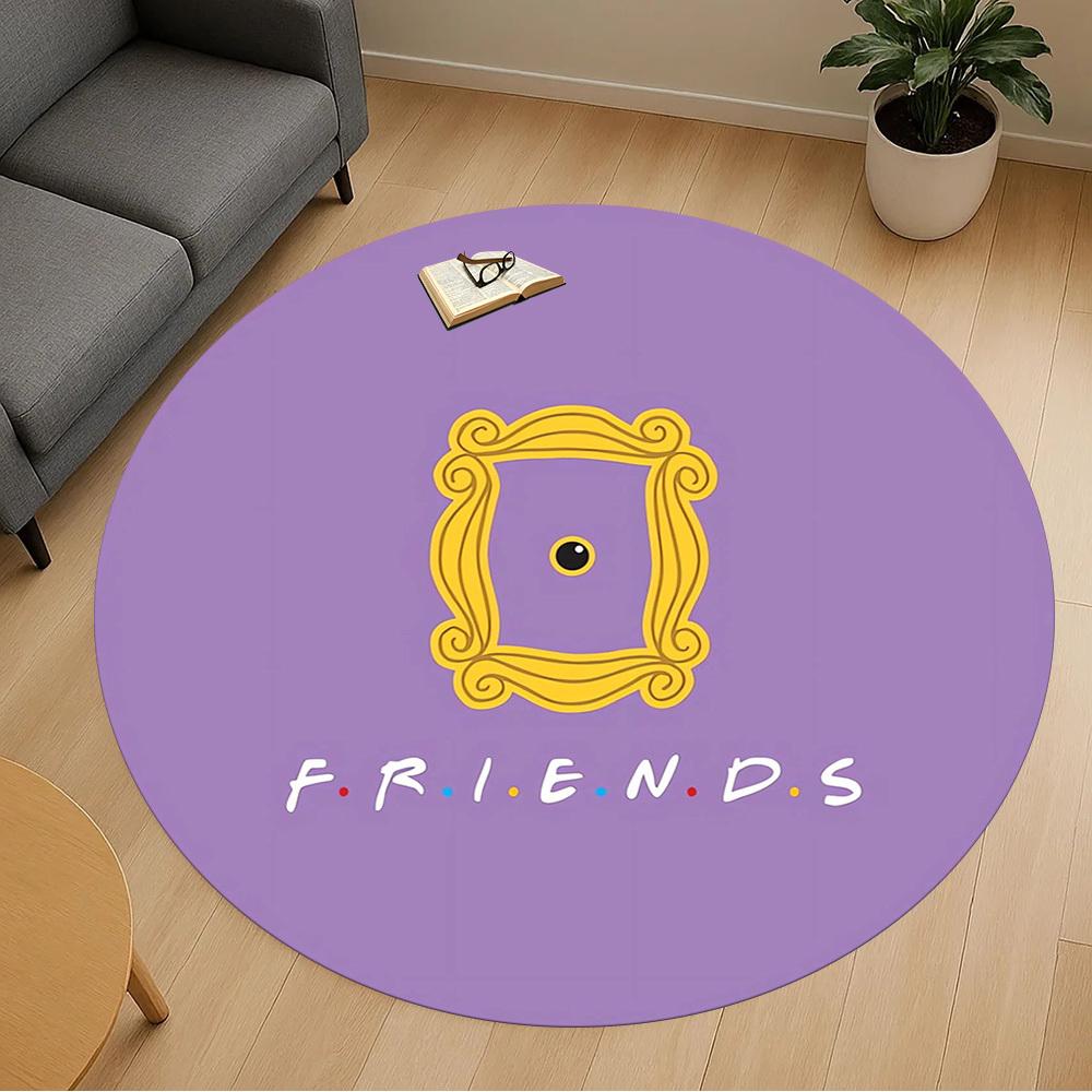 1pc Friends Frame Round Chair Mat Area Rug - Non-Slip, Floor Mat for Office, Bedroom, Home Decor Christmas Gift P0811219