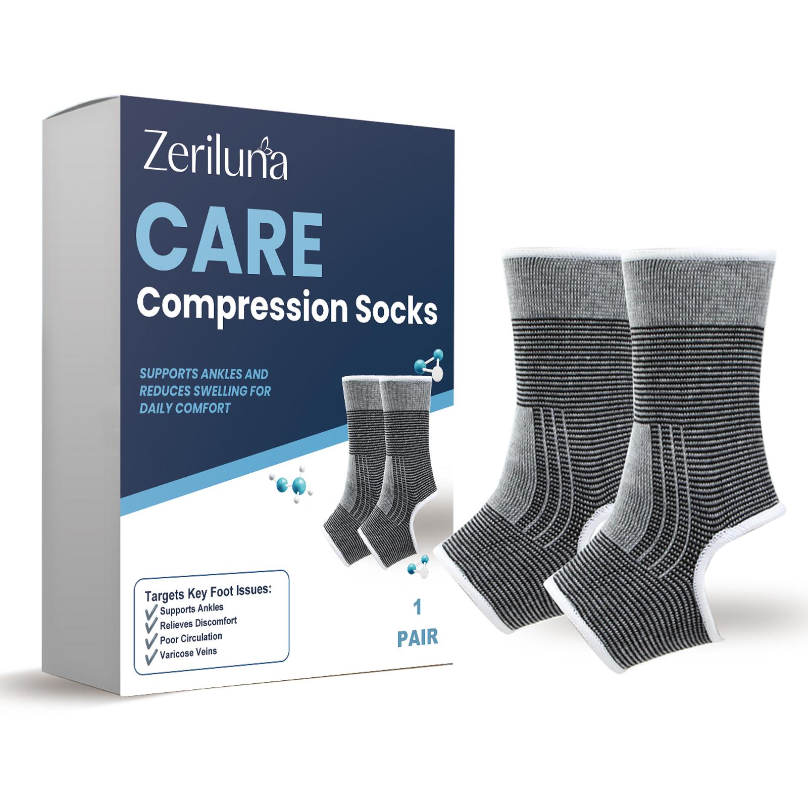 

ZERILUNA 1 Pair Foot Care Compression Socks Breathable Ankle Support Promote Circulation Reduce Swelling Varicose Veins