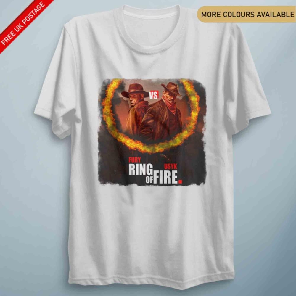 Fury Vs Usyk T Shirt Ring Of Fire Gym Clothing Exercise Boxing Training Top