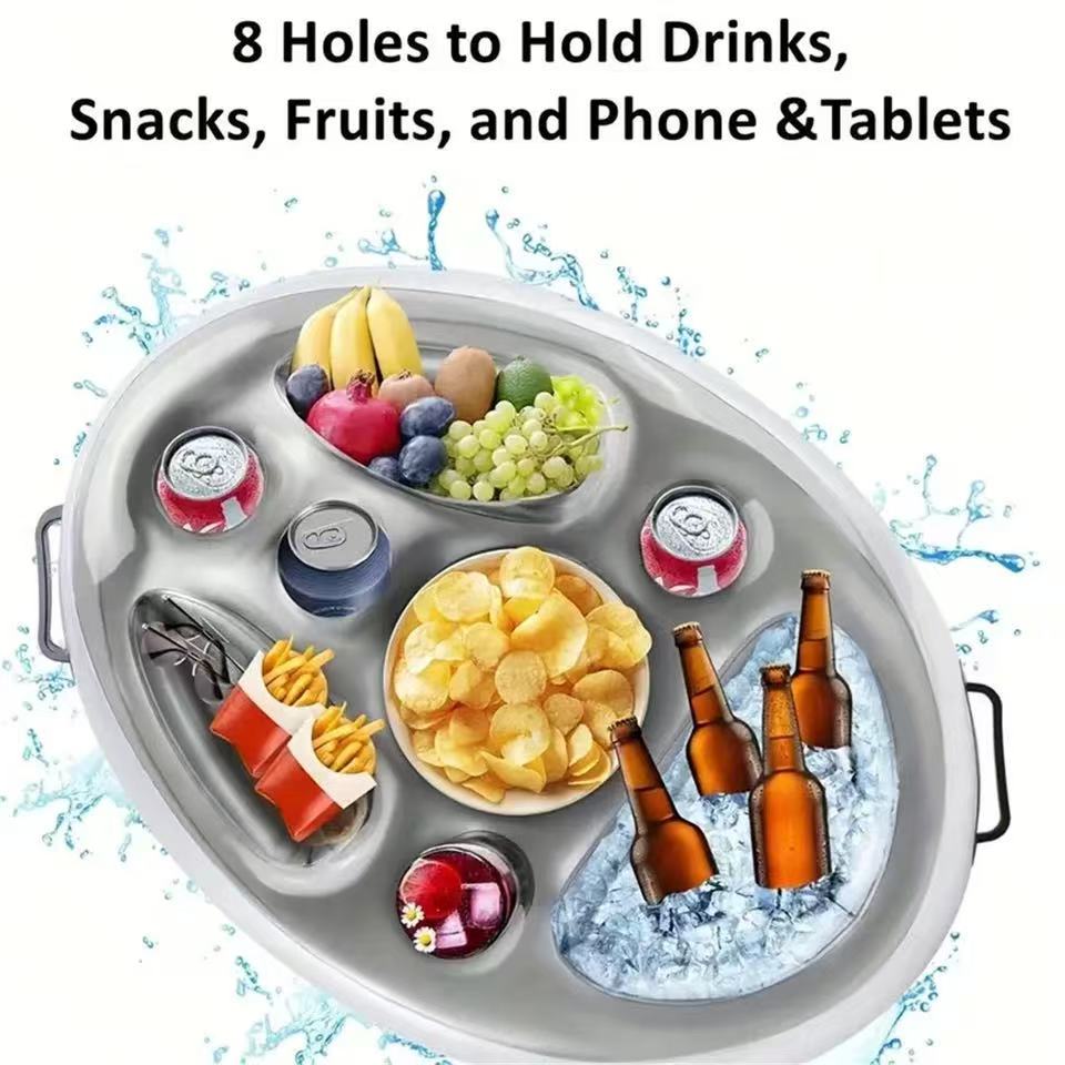 Summer water inflatable eight hole cup holder floating tray pool party drinks Fruit beer fresh ice bar