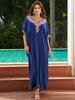2024 Cotton Embroidered Plus Size Beach Cover-Up Dress