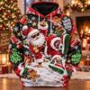 Komik Noel Baba Noel Kapüşonlu Sweatshirt 3D Baskı Snowboard Oyun Sıcak Kakao Ren Geyiği Şenlikli Kazak Tatil Partisi Kış Hediyesi