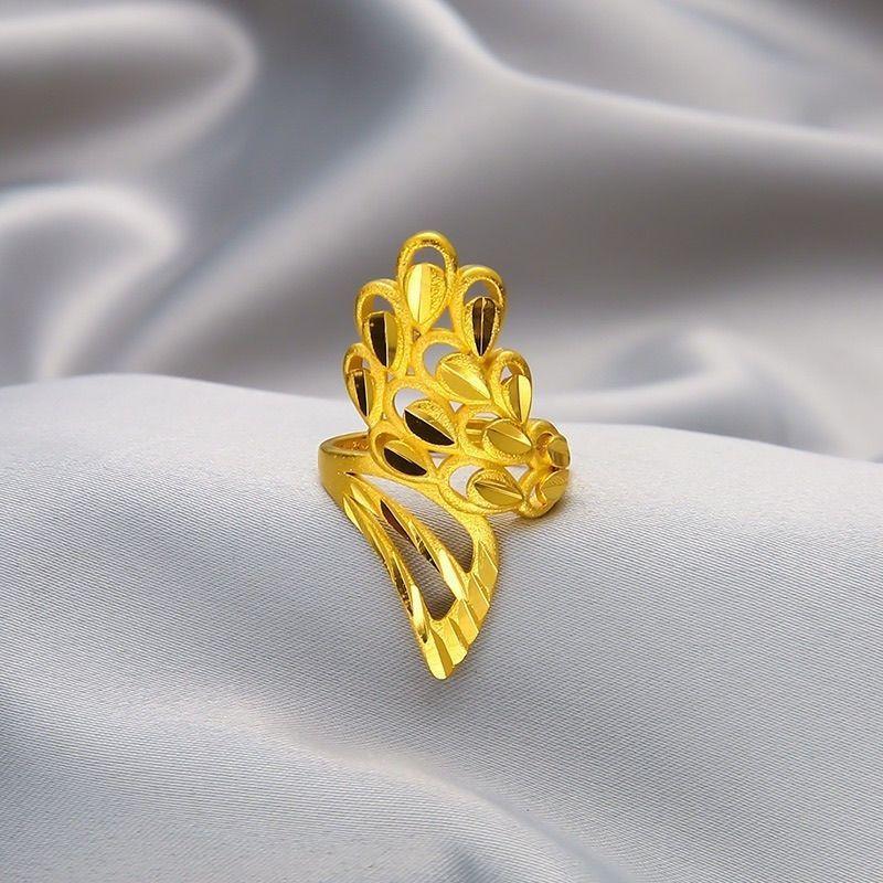 Vietnam sand gold wedding phoenix tail ring alloy gold-plated women's open phoenix tail large ring direct supply