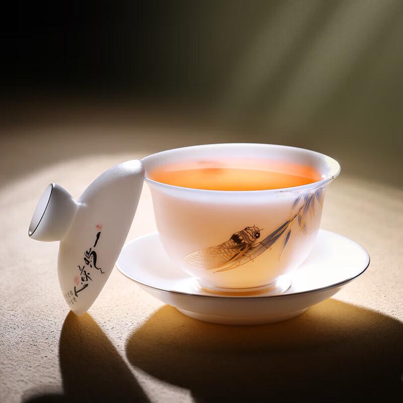 Chaxun Ice Jade Plain Fired Ceramic Gaiwan Tea Set