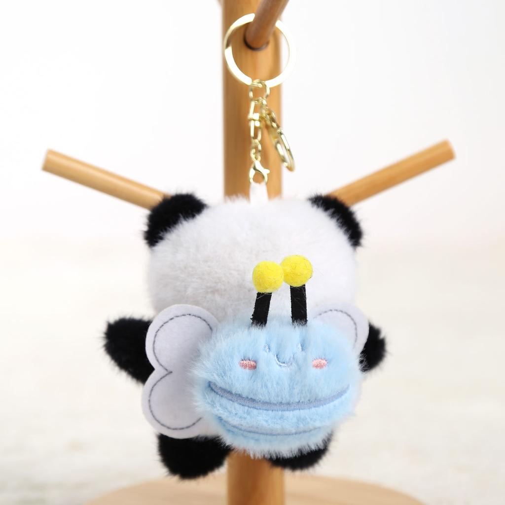Panda Back Bee Doll Pendant Plush Toy Panda Doll Keychain Gift Girls Bag Pendant Doll