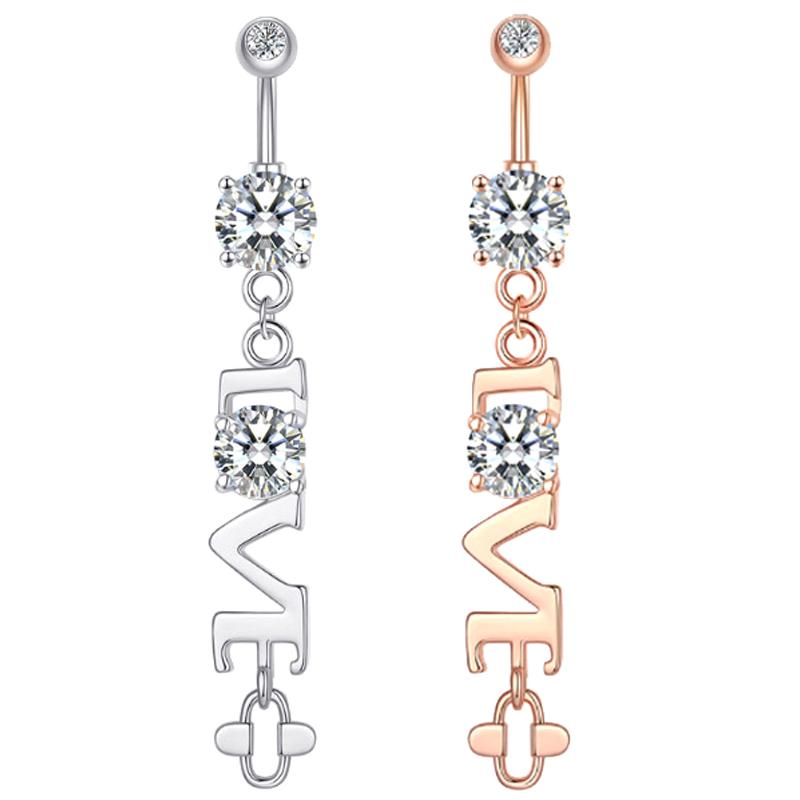 

Нержавеющая сталь бабочка сердце в форме циркония письмо кулон прокол пупка кольцо женские украшения для тела