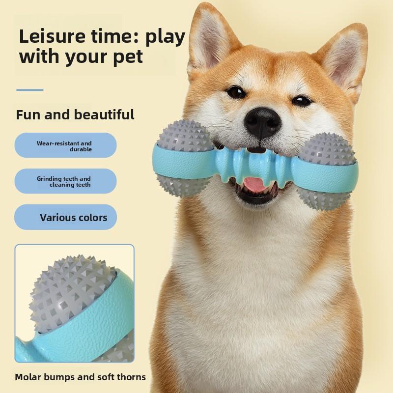 Pet Toys That Are Tough To Chew and Can Relieve Boredom, Barbell Shaped Dog Toys, Pet Self-entertaining and Sound-making Toy Balls