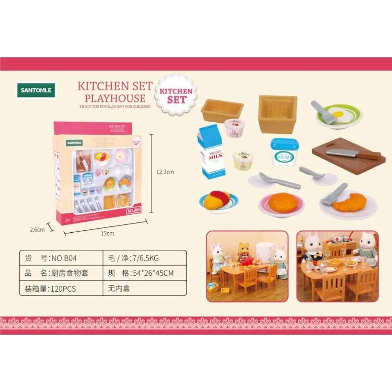 Forest Home Animal Family Mini Rabbit Villa Living Room Kitchen Bedroom Garden Micro Furniture Set Girl Pretend Play Toy Model