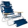 3-in-1 Padded Beach Chair w/ Face Cushion Arm Holes Folding Recliner Adjustable Backrest Footrest Cup Holder Side , Customized