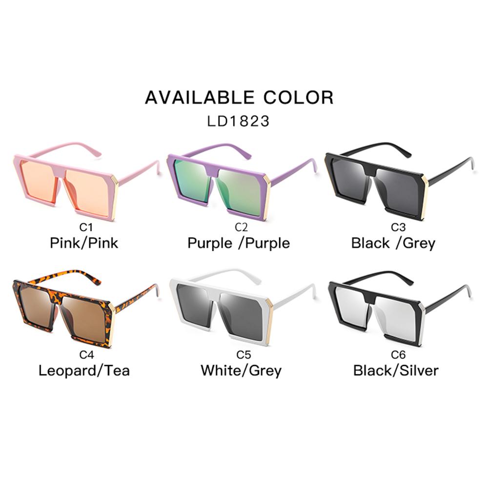 Fashion CE Certified UV400 Sunglasses Big Hexagon Flat Top Mirror Square Design Custom Logo Plastic Women Shades