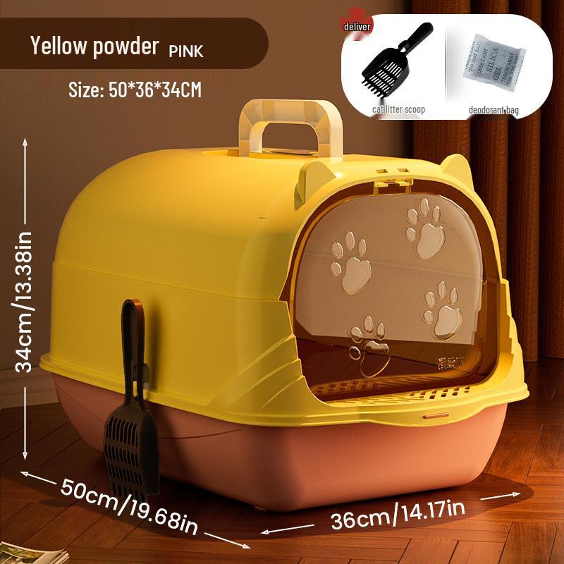 Caja de Arena para Gatos Extra Grande a Prueba de Olores Cerrada con Bandeja Anti-Salpicaduras Removible