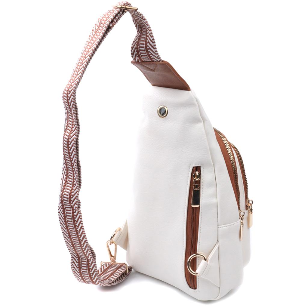 Stilvolle Damen-Umhängetasche mit einem Riemen aus Ökoleder VINTAGE Bag 22757 Weiß