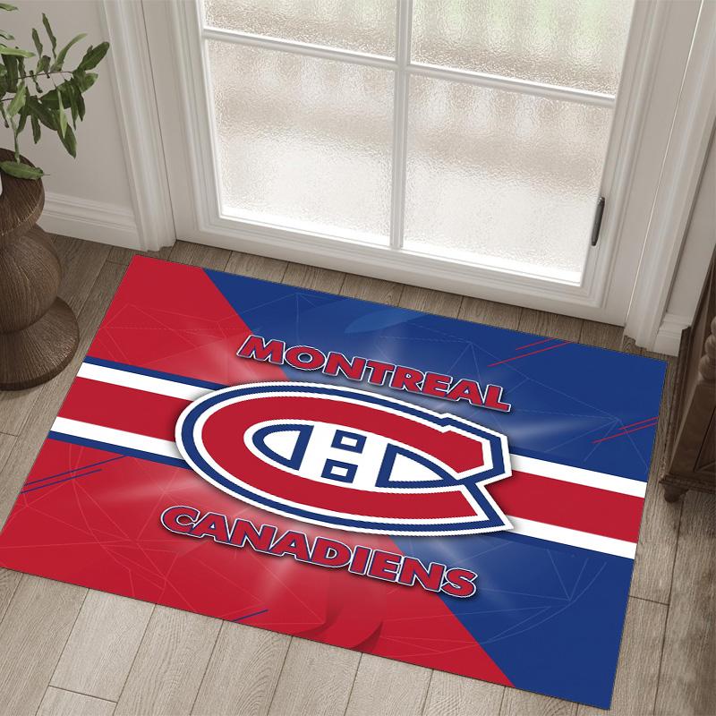 Montreal Canadiens Design Crystal Velvet Carpet Cozy Non?Slip Printed Rug For Bedroom Living Room Entrance