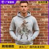 Mens Vintage Print Loose Fit Hooded Sweatshirt Streetwear Casual Hoodie Jacket