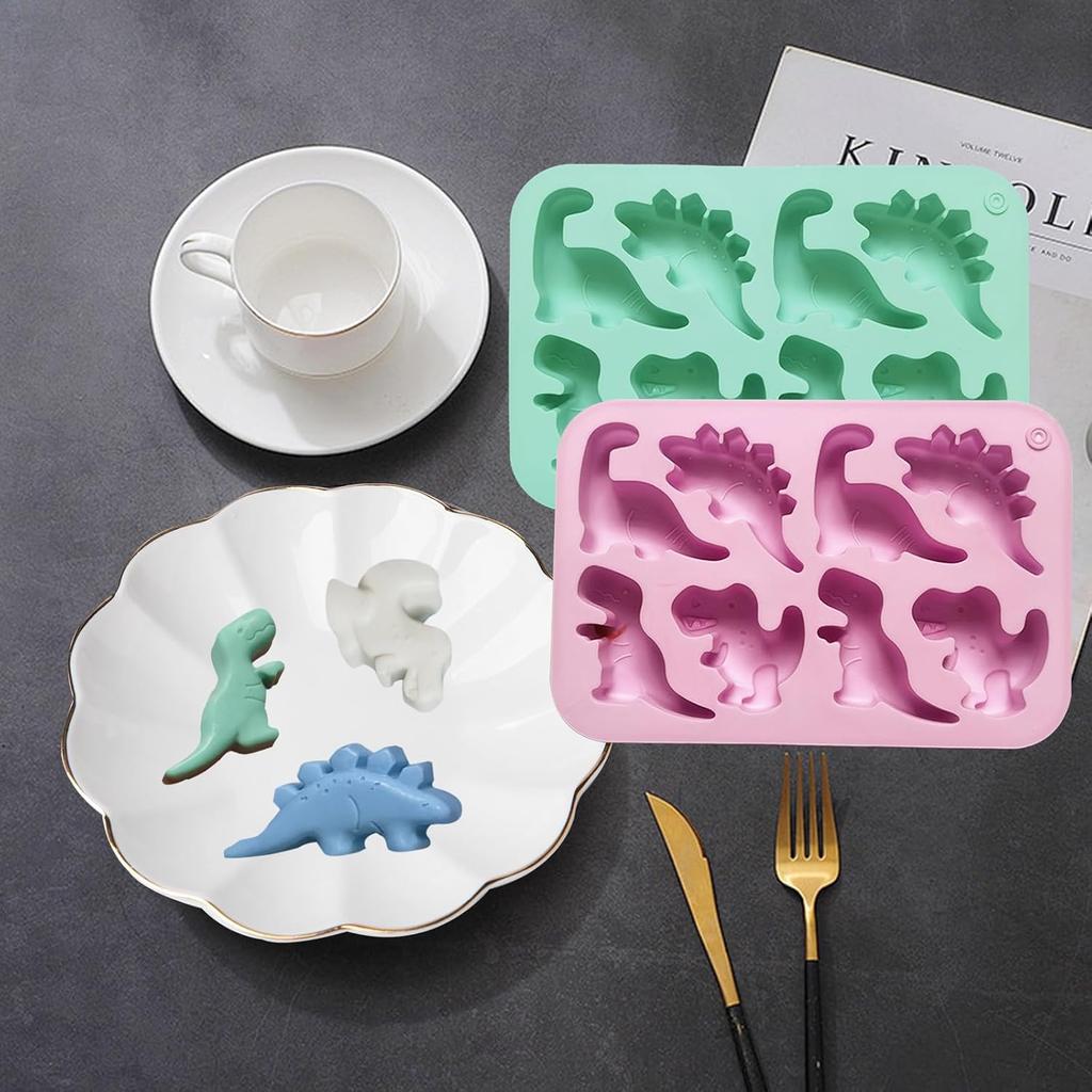 2Pcs Silicone Dinosaur Molds - Chicken Nugget, Popsicle & Chocolate Candy Maker -Non-Stick, Suitable for Children's Snacks, Parties, and Creative