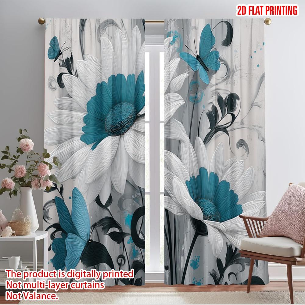 

2pcs,2D plane printing Creative Curtains Butterfly Bloom Versatile Durable Polyester (without rod) Decorations For Home Perfect 52.50×116.00 CM 2pcs