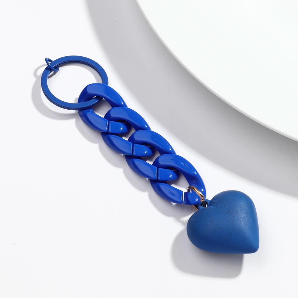 Handmade Heart Keychain Acrylic Plastic Link Chain Key Ring For Women Girls Handbag Pendant Accessorie Car Keys Jewelry Gifts
