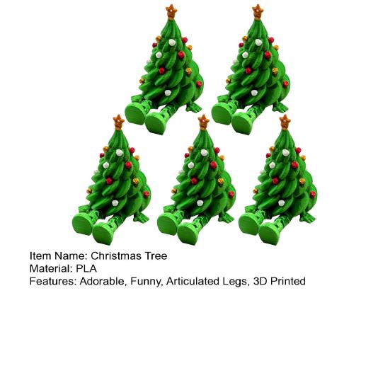 Articulated Christmas Tree Shelf Sitter 3D Printed Christmas Tree Desktop Figurine with Movable Joints Cute Holiday Desk Decor for Room Office