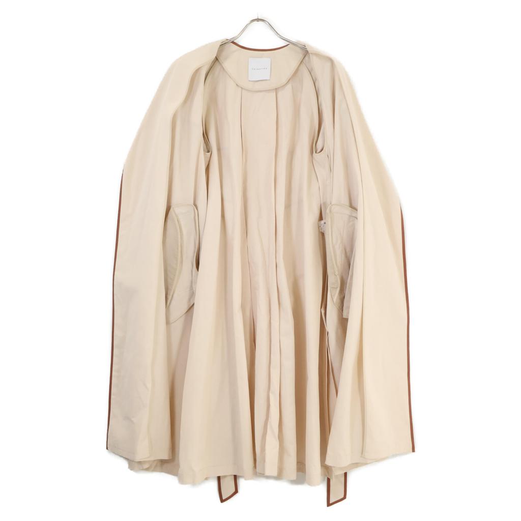 ESTNATION Cotton linen piping long coat coat 36 IvoryUsed