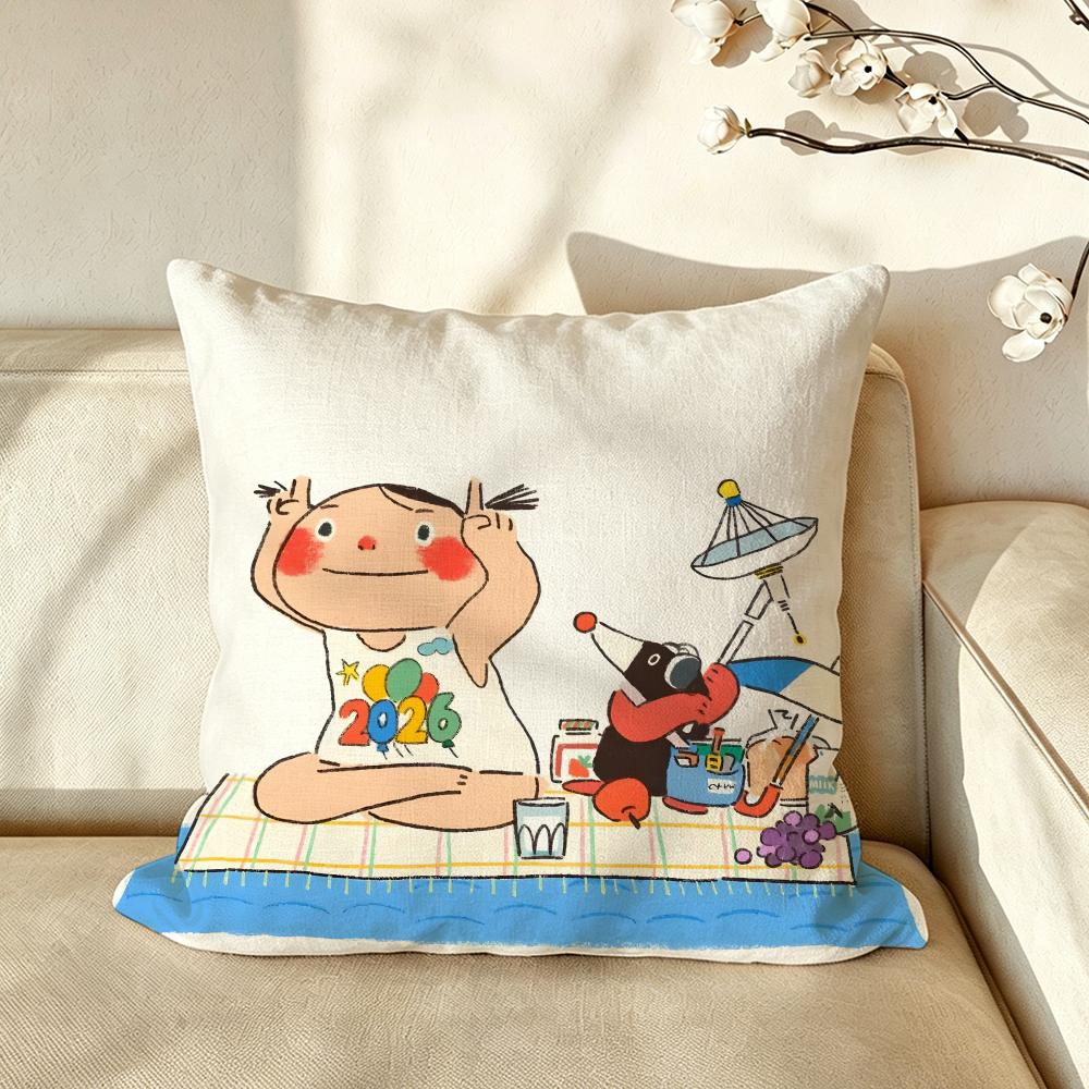 Character PPdohk Cushion Cover Pillow Case Antidustmite Pillowcase Silky Short Plush Sofa Cushion Cover hot