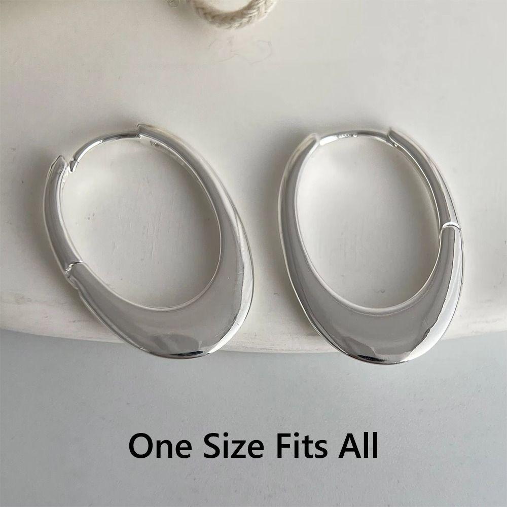 Hollow Minimalist Earrings Stylish Sterling Silver Earrings Oval Hoop Earrings  for Women