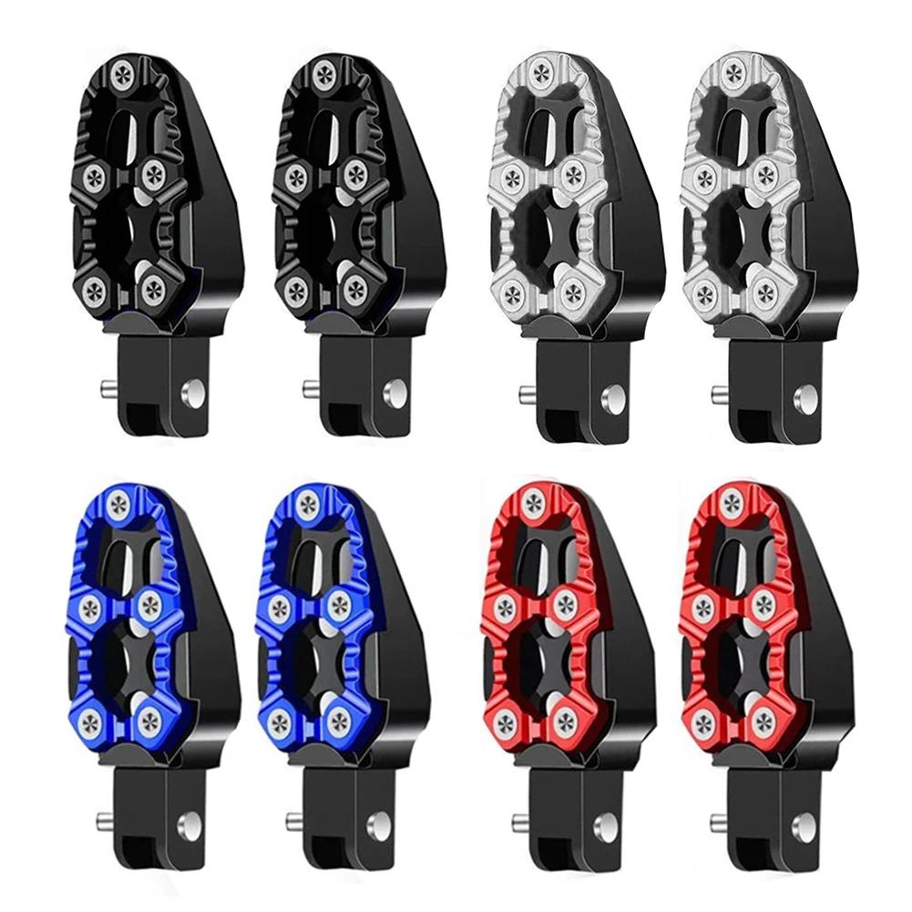 2PCS Aluminum Alloy Motorcycle Foot Pedals Angle Adjustable for Cafe Racer Scooter ATV E-Bike Foot Rests Foot Pegs Universal