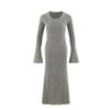 Gray knitted dress women's autumn and winter new round neck flared sleeves slim and thin bottom dress