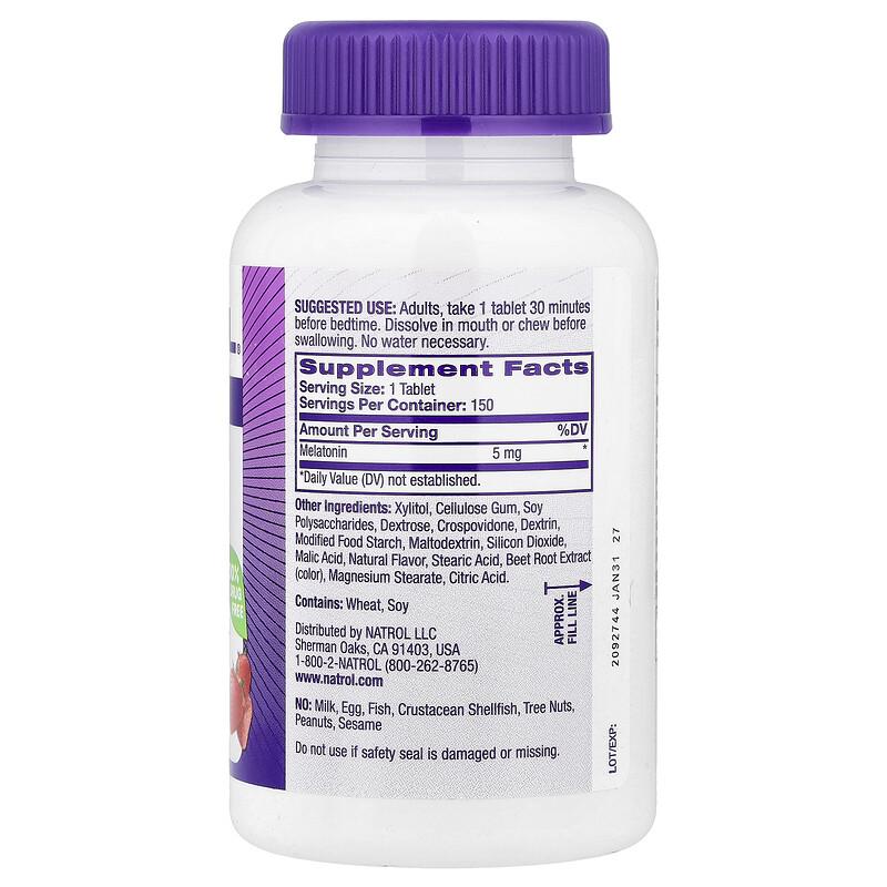 Melatonin, Fast Dissolve, Strawberry, 5 mg, 150 Tablets