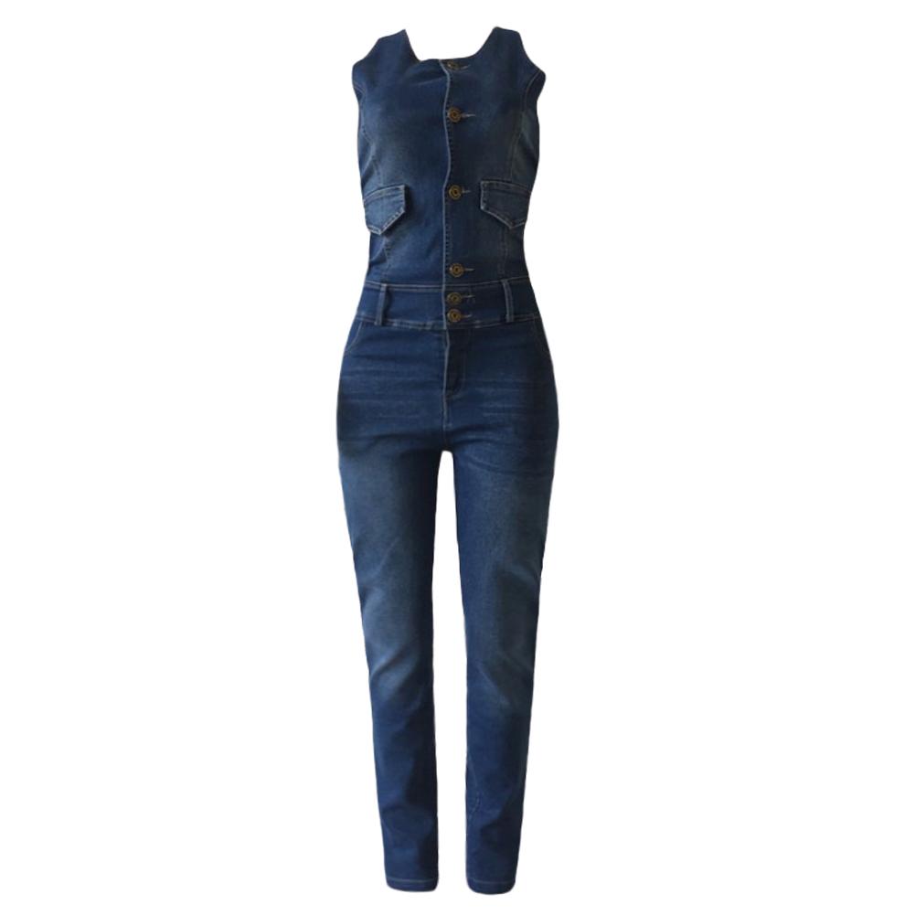 Women's Washed Denim Overall Pants 