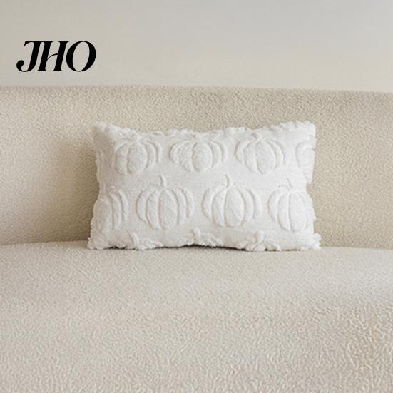 Super Soft Velvet Pillow Covers Pumpkin Pattern Pillowcase Solid Color Hide Zipper Wool Fabric Case Halloween Cushion Cover Home Decor Back
