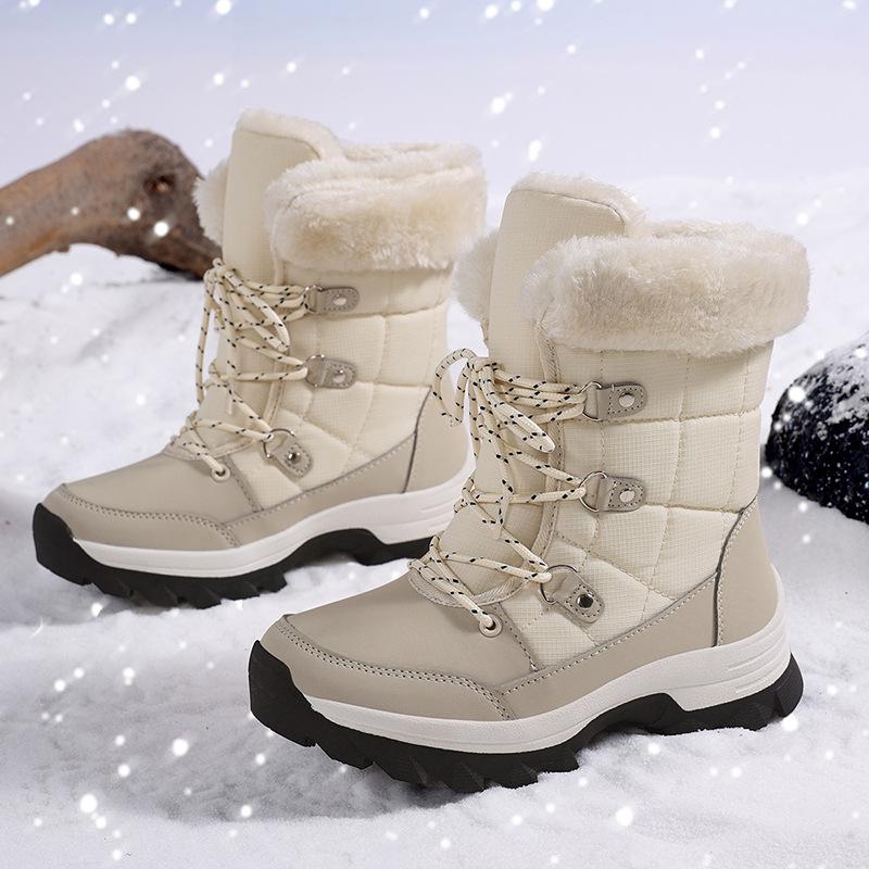 Cotton shoes winter outdoor velvet thickened wear-resistant non-slip thick-soled medium tube warm snow boots warm