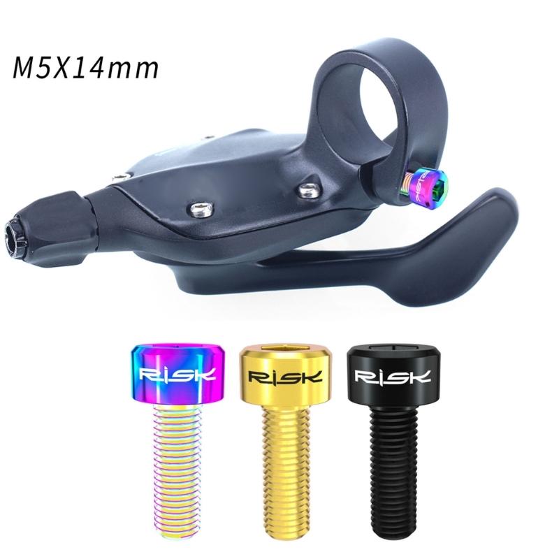 2Pcs M5x14mm for Titanium Alloy Brake Lever Bolts MTB Derailleur Lever Screws Fixed Brake Handle Bolt Bicycle Parts, 4 C