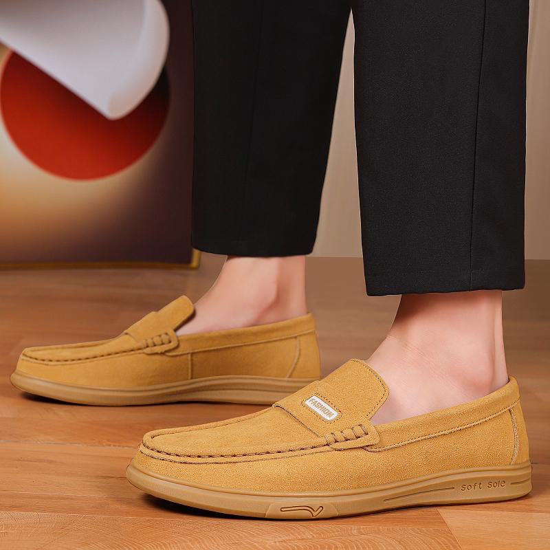 Breathable Soft Slip-On Shoes for Walking New Comfortable Casual Shoes Durable Rubber Sole Flats  Classic Men's Leather Loafers