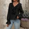 European and American Women's Clothing Autumn New V-neck Ruffle Edge Temperament Elegant Shirt Women