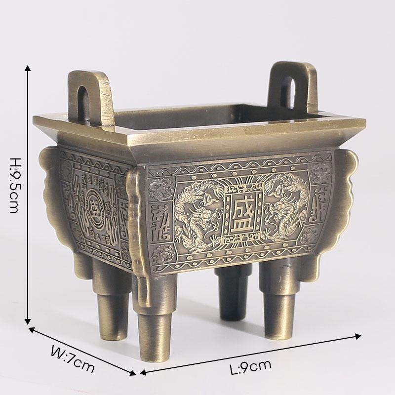 

Латунная курильница для благовоний династии Цин, четырехногая курильница, аксессуары для чайной церемонии, традиционное кадило, кадило, ремесла