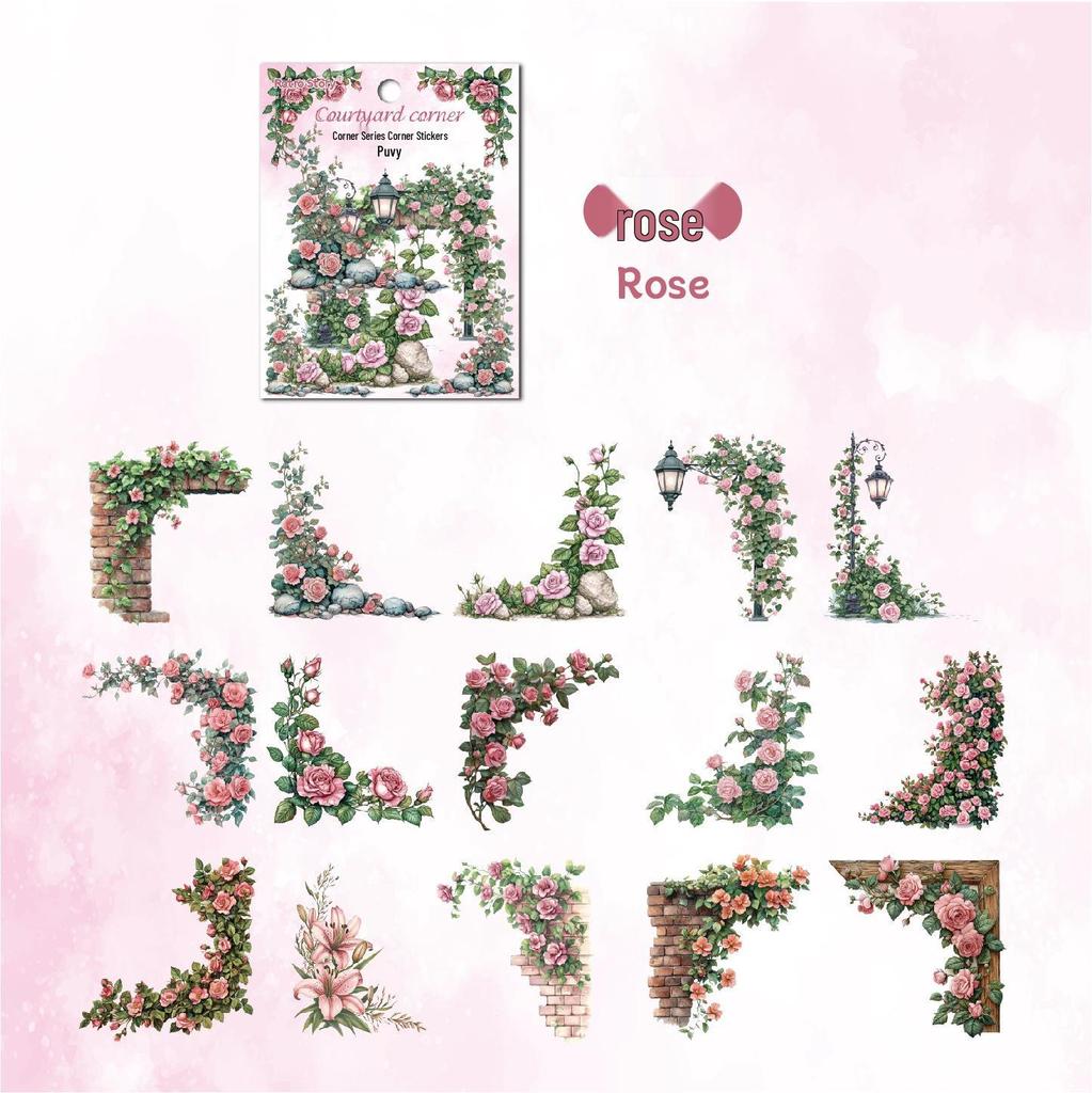 RetroStory DIY Rose Corner Decor Stickers