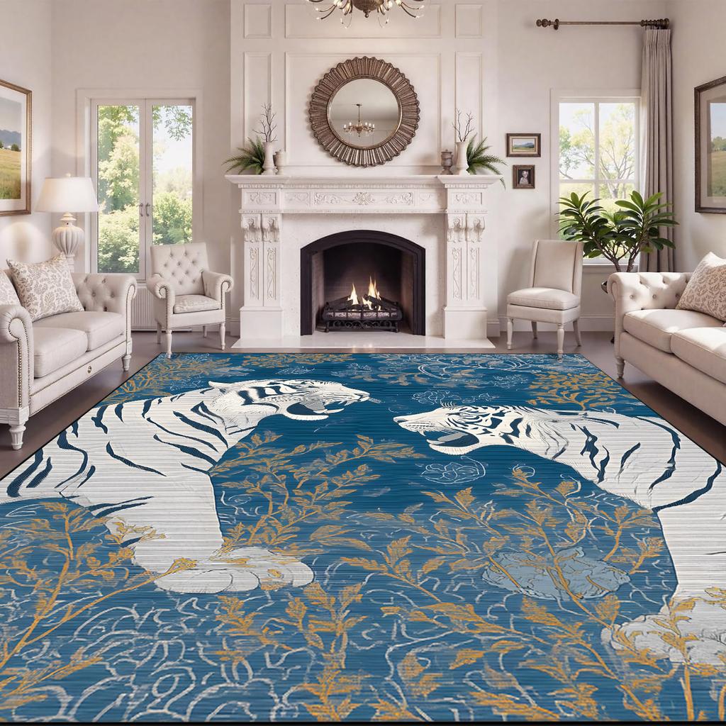 American Classic Style Carpet Tiger Pattern Living Room Decoration customizable Rugs Light Luxury Bedroom Washable Mat non-slip