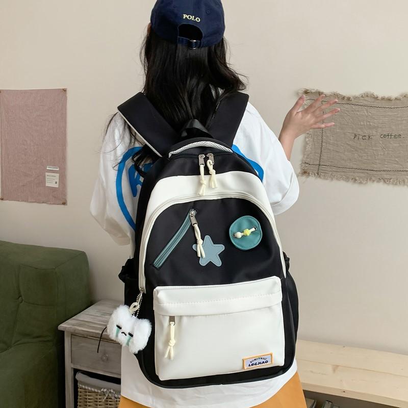 Schoolbag College Style Junior High School Students Elementary School Students Large Capacity Two-piece Set Class Backpack Cute Handheld Tuition Bag