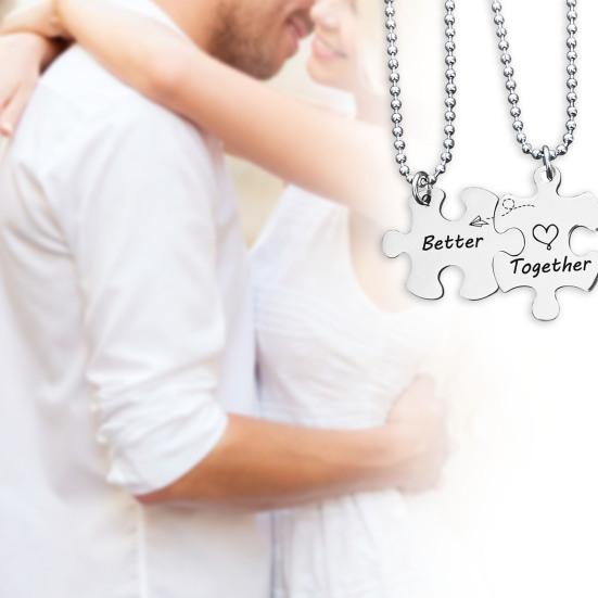 Portachiavi Puzzle Per Coppie – Incisione 'Du Bist Mein, Ich Bin Dein' – Regalo Romantico In Acciaio Inox
