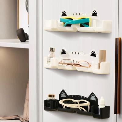 3 Pieces Plastic Glasses Storage Box Self-adhesive Wall Mounted Myopia Glasses Display Rack Cute Easy To Install