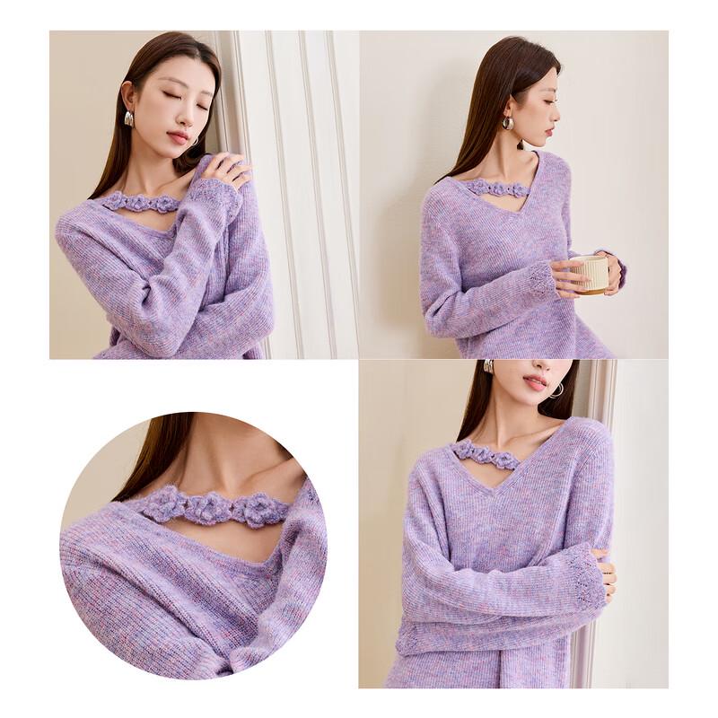 

Свитер вязаный Sancai больших размеров с цветочным V-образным вырезом XL (170/96B)