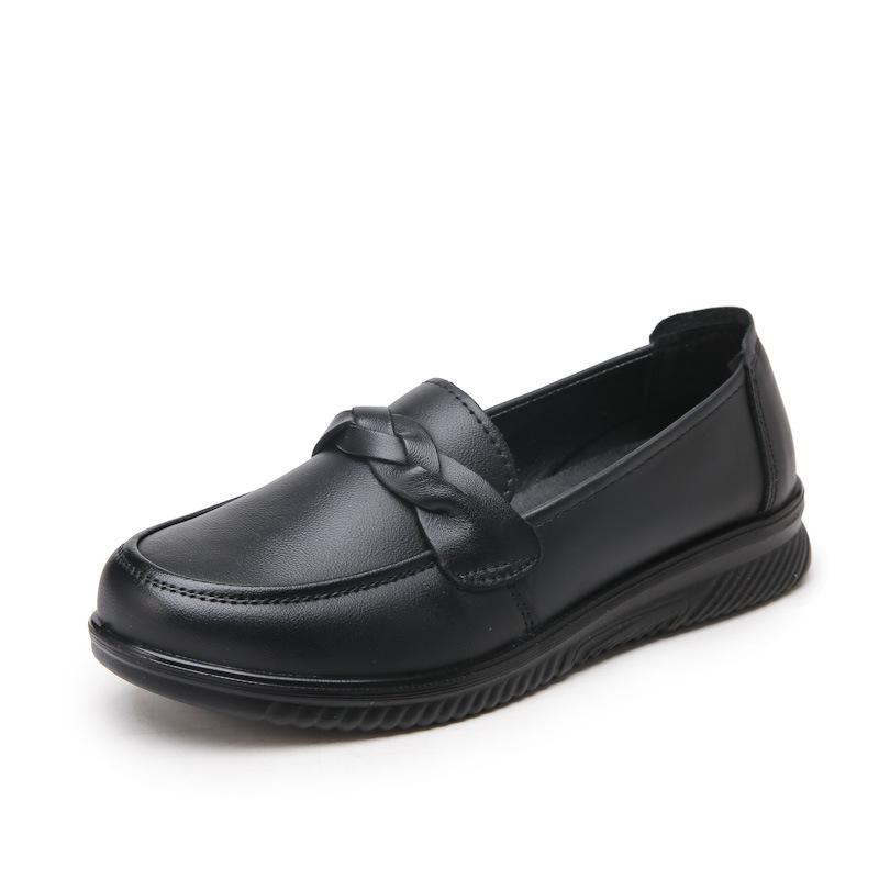 New Spring and Autumn Mother Shoes Single Shoes Leather Soft Sole Comfortable Middle-aged Leather Shoes Middle-aged and Elderly Women's Shoes Elderly