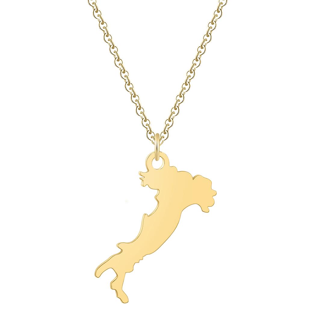 

Kinitial Fashion Design Charms Italian Map Pendant & Necklaces for Women Girl kolye Stainless Steel Choker Jewelry 50cm