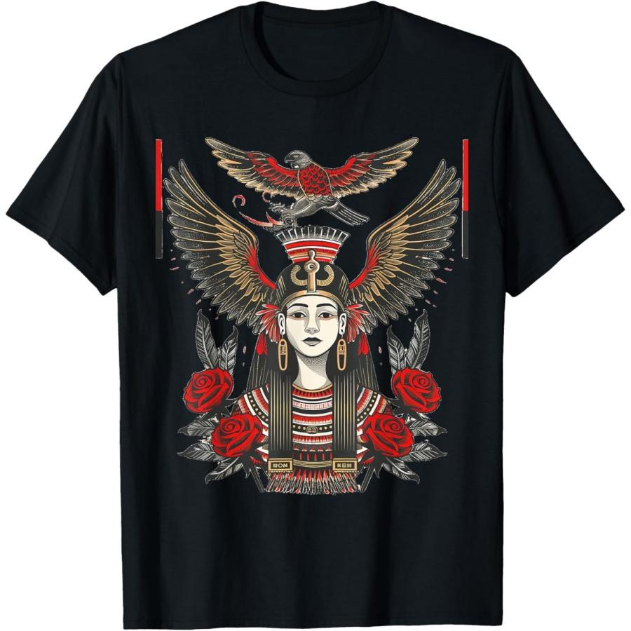 

egyptian ancient female god pharaoh with roses egypt sphinx T-Shirt(2) XXXXXL чорний