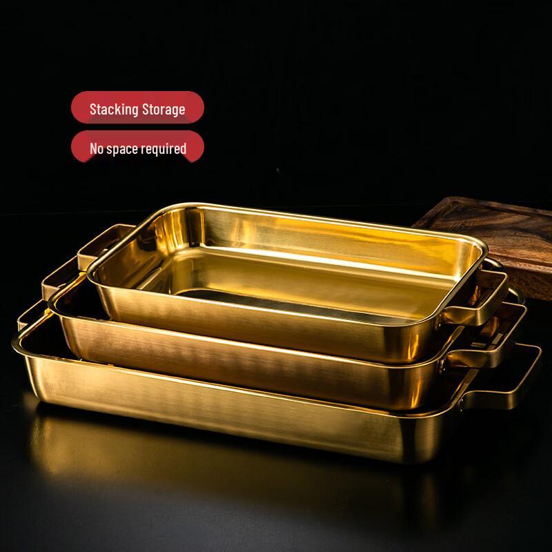 ZISIZ Rectangular Stainless Steel Roasting Pan & Serving Tray